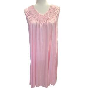 Women's Pink Retro Nightgown Dress Small Cottagecore Coquette Granny